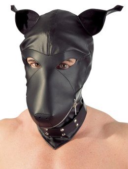 Fetish Collection maska pies z uszami czarna, kołnierz z pierścieniem