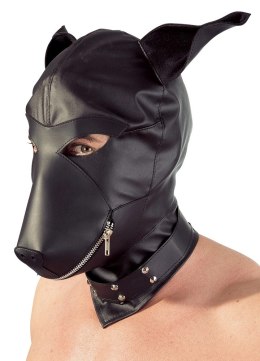 Fetish Collection maska pies z uszami czarna, kołnierz z pierścieniem