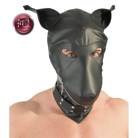 Fetish Collection maska pies z uszami czarna, kołnierz z pierścieniem Fetish Collection maska pies z uszami czarna, kołnierz z pierścieniem