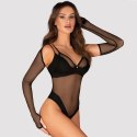 Obsessive Nesari XL/2XL długie czarne rękawiczki z siateczki