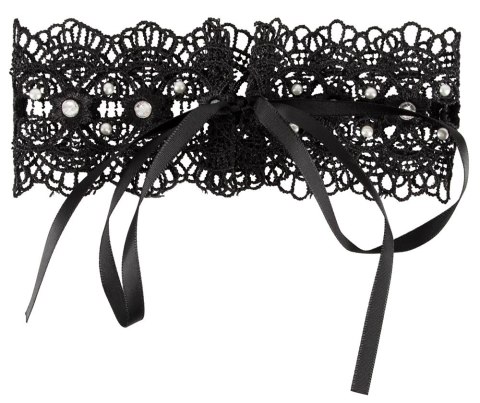 Cottelli Accessories naszyjnik czarny haftowany z perełkami i dżetami 36cm Cottelli Accessories naszyjnik czarny haftowany z perełkami i dżetami 36cm