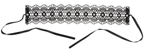 Cottelli Accessories naszyjnik czarny haftowany z perełkami i dżetami 36cm Cottelli Accessories naszyjnik czarny haftowany z perełkami i dżetami 36cm