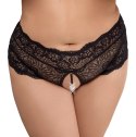 Cottelli CURVES figi koronkowe z perełkami i wstążką czarne 3XL