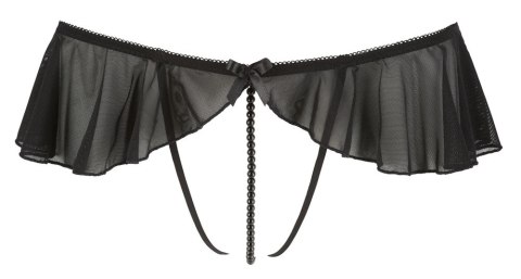 Cottelli Collection Stringi L z falbankami i ozdobą perłową, czarne Cottelli Collection Stringi L z falbankami i ozdobą perłową, czarne