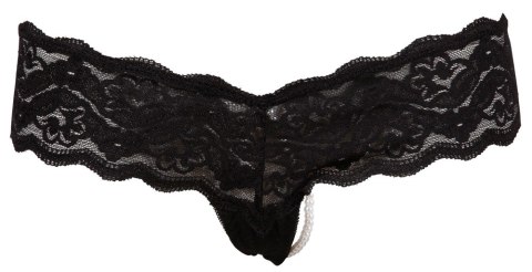 Cottelli Collection Stringi koronkowe z perłowym łańcuszkiem czarne M Cottelli Collection Stringi koronkowe z perłowym łańcuszkiem czarne M