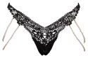 Cottelli LINGERIE Stringi Koronkowe z Perłowymi Łańcuszkami M/L
