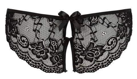 Cottelli Lingerie Figi koronkowe z wycięciami i kokardkami czarne L Cottelli Lingerie Figi koronkowe z wycięciami i kokardkami czarne L