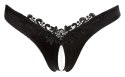Cottelli Lingerie Satynowe majteczki z perełkami, czarne, rozmiar L