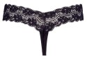 Cottelli Lingerie Stringi XL Czarna Koronka Naszyjnik Pereł Kwiatowy Motyw