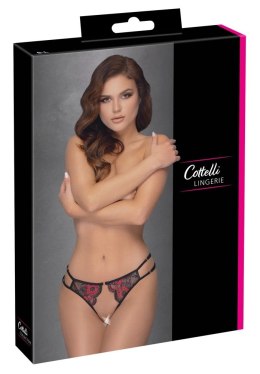 Cottelli Lingerie majtki koronkowe czarno-czerwone S-L regulowane