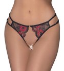 Cottelli Lingerie majtki koronkowe czarno-czerwone S-L regulowane