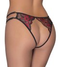 Cottelli Lingerie majtki koronkowe czarno-czerwone S-L regulowane