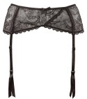 Cottelli Lingerie pas do pończoch czarny XL czteropunktowy haftowany