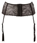 Cottelli Lingerie pas do pończoch czarny XL czteropunktowy haftowany