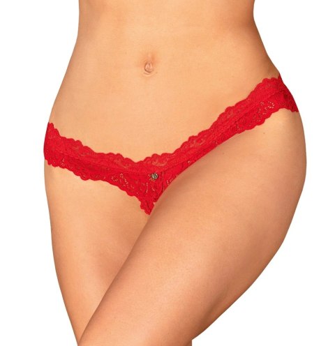 Obsessive Amor Cherris S/M - czerwone koronkowe stringi z ozdobą Obsessive Amor Cherris S/M - czerwone koronkowe stringi z ozdobą