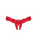 Obsessive Amor Cherris czerwone koronkowe stringi z elementem ozdobnym L/XL