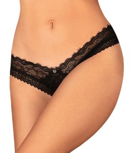 Obsessive Medilla koronkowe stringi czarne M/L z biżuteryjnym akcentem