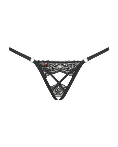 Obsessive Meshlove stringi czarne z ozdobnymi wycięciami S/M Obsessive Meshlove stringi czarne z ozdobnymi wycięciami S/M