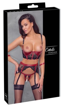Cottelli Bondage 3-częściowy komplet z koronką i mankietami, rozmiar L