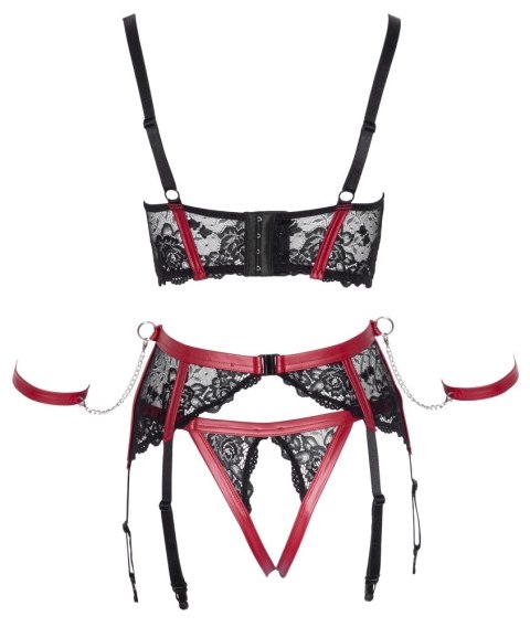 Cottelli Bondage 3-częściowy komplet z koronką i mankietami, rozmiar L Cottelli Bondage 3-częściowy komplet z koronką i mankietami, rozmiar L