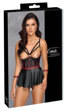 Cottelli Bondage gorset longline bez biustu z mankietami i stringami XL