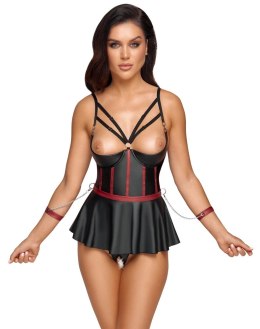Cottelli Collection Bondage Gorset Longline z Mankietami 85B/L Czarny