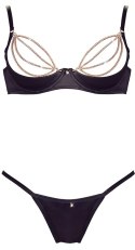 Cottelli Collection Lingerie Komplet Czarny 80B/M ze Złotymi Łańcuszkami