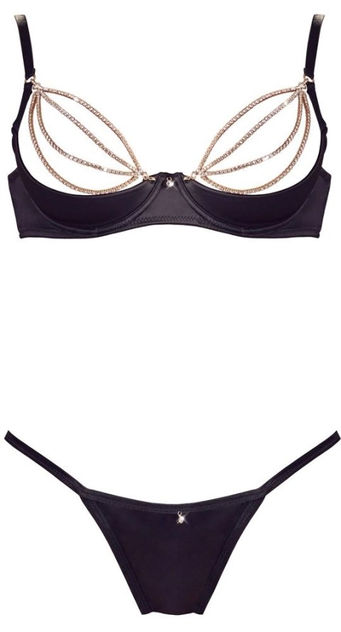 Cottelli Collection Lingerie Komplet Czarny 80B/M ze Złotymi Łańcuszkami Cottelli Collection Lingerie Komplet Czarny 80B/M ze Złotymi Łańcuszkami