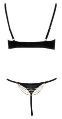 Cottelli Collection Lingerie Komplet Czarny 80B/M ze Złotymi Łańcuszkami