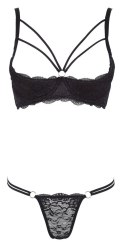 Cottelli LINGERIE komplet koronkowy czarny biustonosz bez miseczek 75C/S