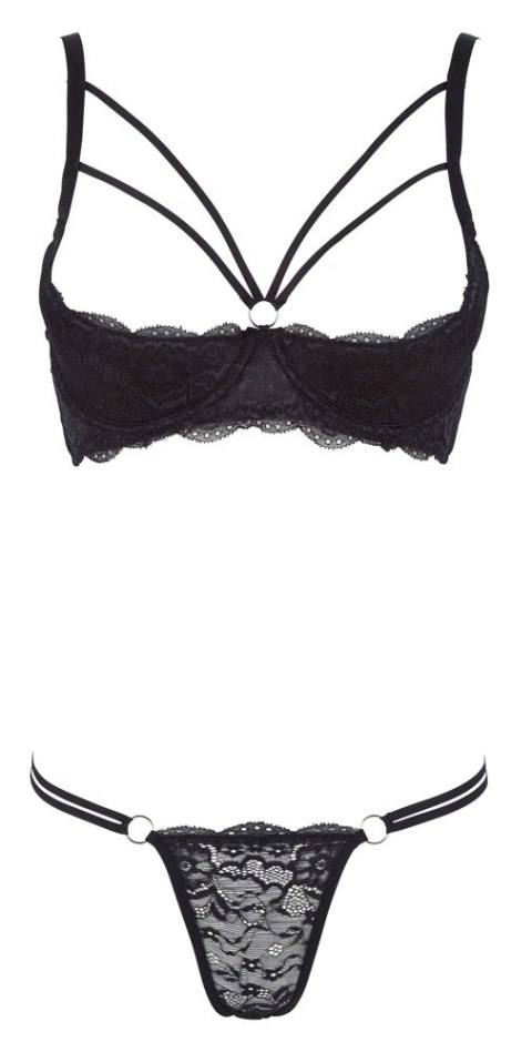 Cottelli LINGERIE komplet koronkowy czarny biustonosz bez miseczek 75C/S Cottelli LINGERIE komplet koronkowy czarny biustonosz bez miseczek 75C/S