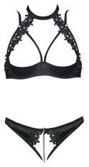 Cottelli LINGERIE komplet z haftem kwiatowym 75B/S czarny