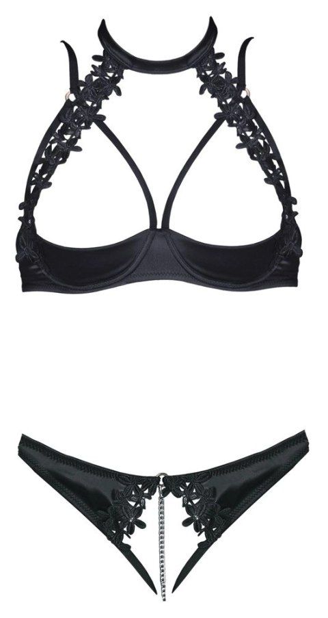 Cottelli LINGERIE komplet z haftem kwiatowym 75B/S czarny Cottelli LINGERIE komplet z haftem kwiatowym 75B/S czarny
