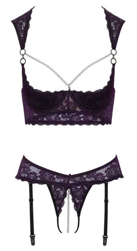 Cottelli Lingerie Komplet 2-częściowy Fioletowa Koronka Perły 75B/S Cottelli Lingerie Komplet 2-częściowy Fioletowa Koronka Perły 75B/S