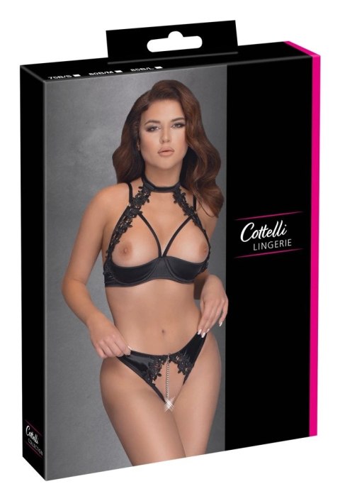 Cottelli Lingerie komplet - biustonosz bez miseczek i stringi z haftem 80B/M Cottelli Lingerie komplet - biustonosz bez miseczek i stringi z haftem 80B/M