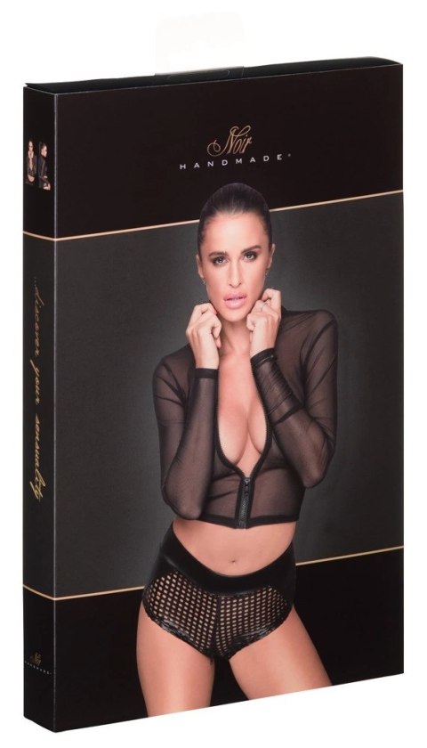 Noir Top Czarny XL Prześwitujący Obcisły Zamek Powernet