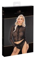 Noir Top Mesh Długi Rękaw Czarny Panterka M