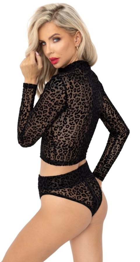 Noir Top Mesh Długi Rękaw Czarny Panterka M Noir Top Mesh Długi Rękaw Czarny Panterka M