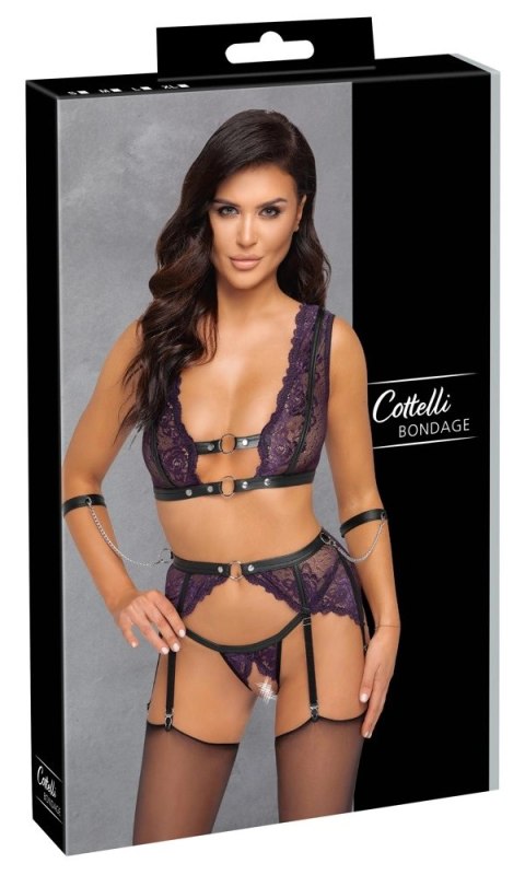 Cottelli Bondage Komplet Koronkowy Fioletowy XL - Regulowane Szelki i Kajdanki Cottelli Bondage Komplet Koronkowy Fioletowy XL - Regulowane Szelki i Kajdanki