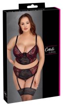 Cottelli CURVES Komplet Koronkowy Longline Czarny-Czerwony 95C/2XL