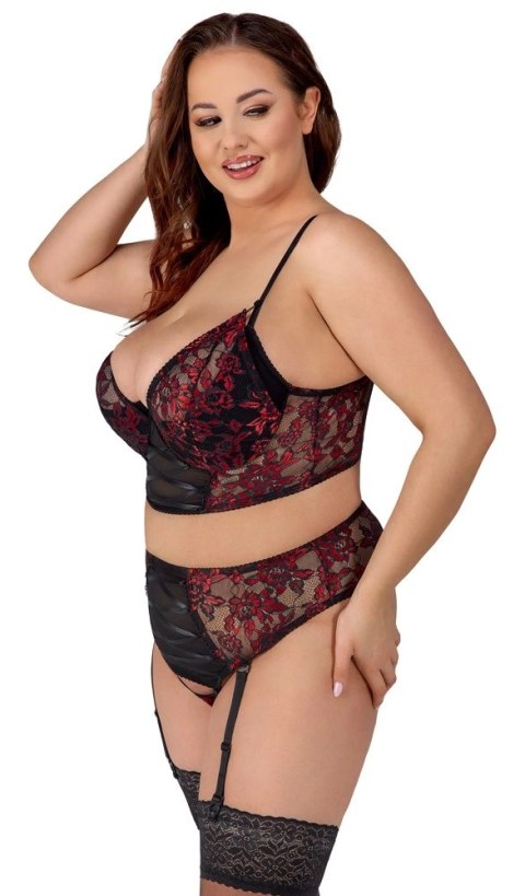 Cottelli CURVES Komplet Koronkowy Longline Czarny-Czerwony 95C/2XL Cottelli CURVES Komplet Koronkowy Longline Czarny-Czerwony 95C/2XL