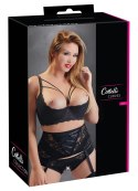 Cottelli Curves Biustonosz z odkrytym biustem paski koronka czarny 95F