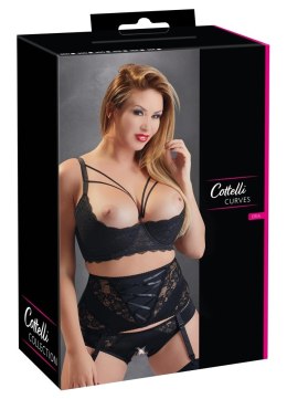 Cottelli Curves biustonosz open cup z dekoracyjnymi paskami czarny 95D
