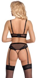 Cottelli Lingerie Komplet Koronkowy z Paskiem do Pończoch L, Czarny