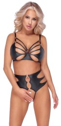 Cottelli Lingerie Komplet Matowy Czarny S Elastyczne Paski Wysoki Stan