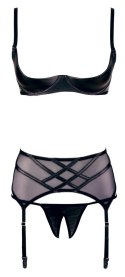Cottelli Lingerie komplet 3-częściowy czarny 80B/M z pasem do pończoch