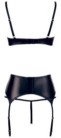Cottelli Lingerie komplet 3-częściowy czarny 80B/M z pasem do pończoch