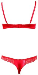 Cottelli Lingerie komplet koronkowy biustonosz bez miseczek i stringi czerwone 80B/M