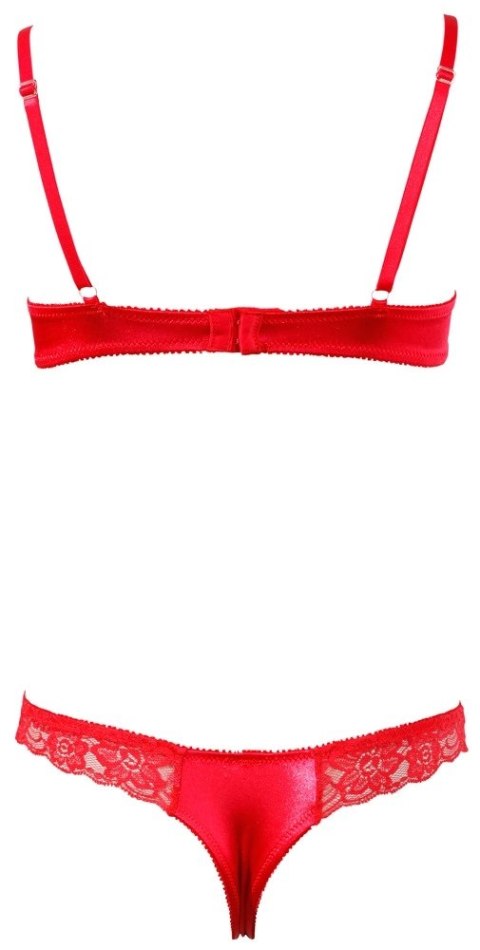 Cottelli Lingerie komplet koronkowy biustonosz bez miseczek i stringi czerwone 80B/M Cottelli Lingerie komplet koronkowy biustonosz bez miseczek i stringi czerwone 80B/M