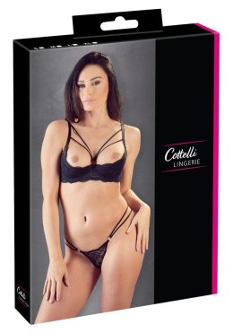 Cottelli Lingerie komplet koronkowy biustonosz open 75B/S czarny